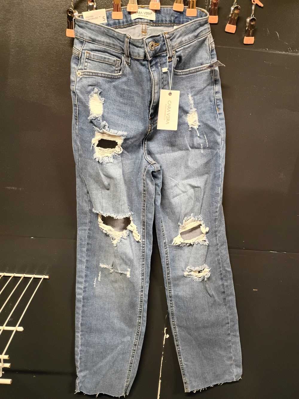 Women's Distressed Light Blue Jeans - Unbranded